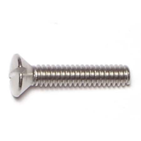 #8-32 X 1 In Slotted Oval Machine Screw, Plain 18-8 Stainless Steel, 25 PK